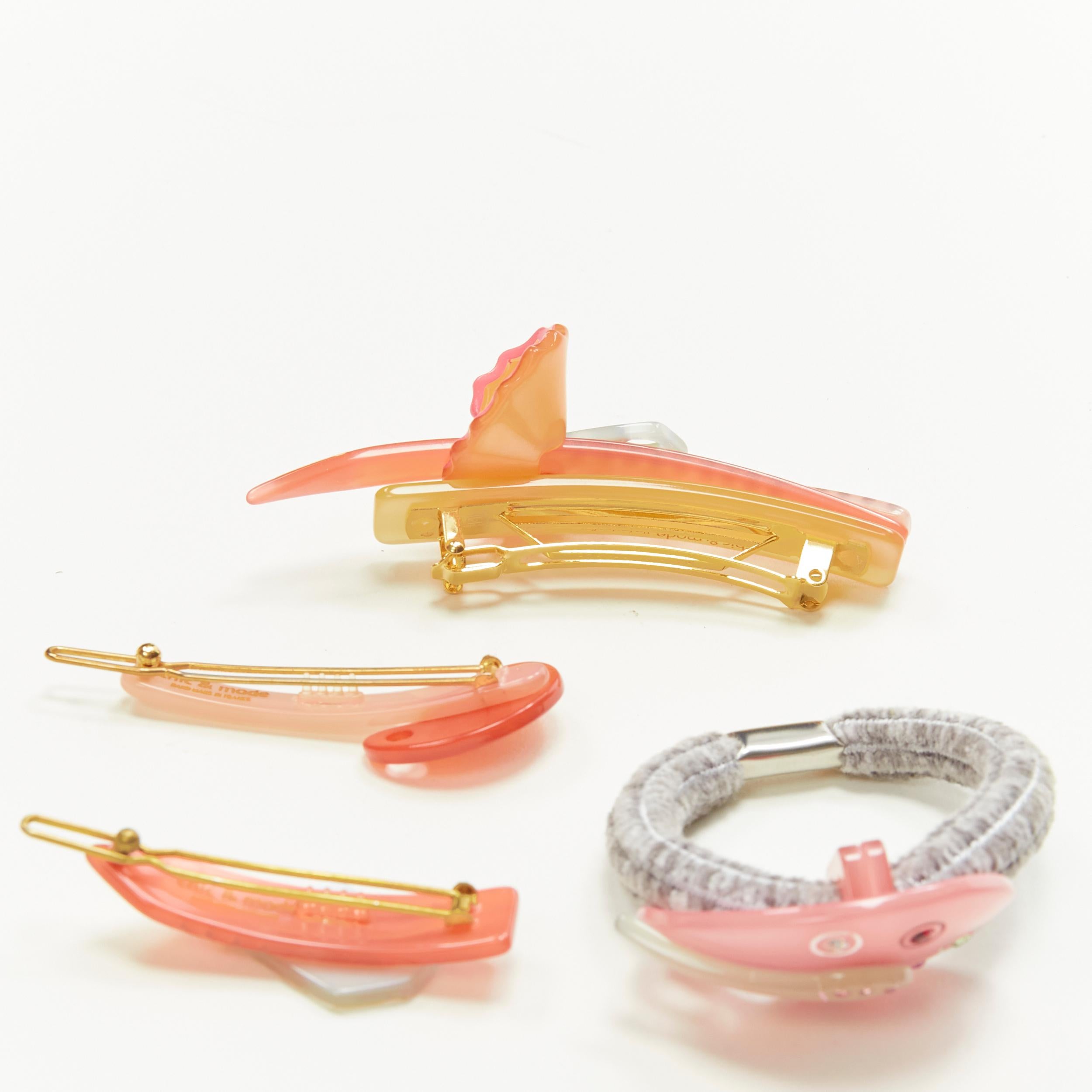 CHIC & MODE Alexandre Zouari rose brosse stationnaire acrylique cristal clip cravate X4 Pour femmes en vente