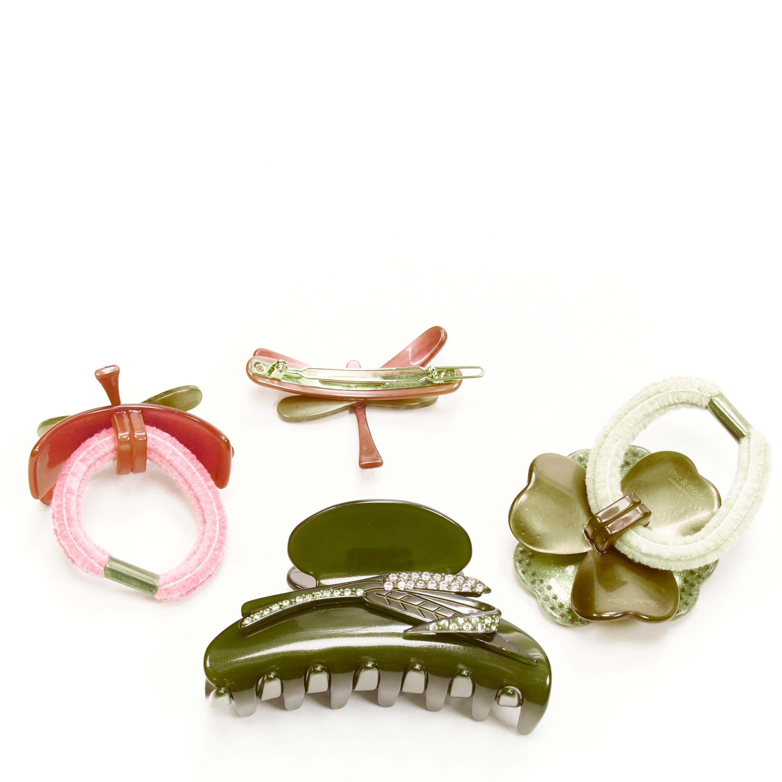 CHIC & MODE Alexandre Zouari pink green dragonfly flower hair clamp clip tie X4
Reference: ANWU/A00252
Brand: Chic and Mode
Designer: Alexandre Zouari
Material: Plastic, Metal
Color: Pink, Brown
Closure: Clip On
Extra Details: Large clip: ~9cm.