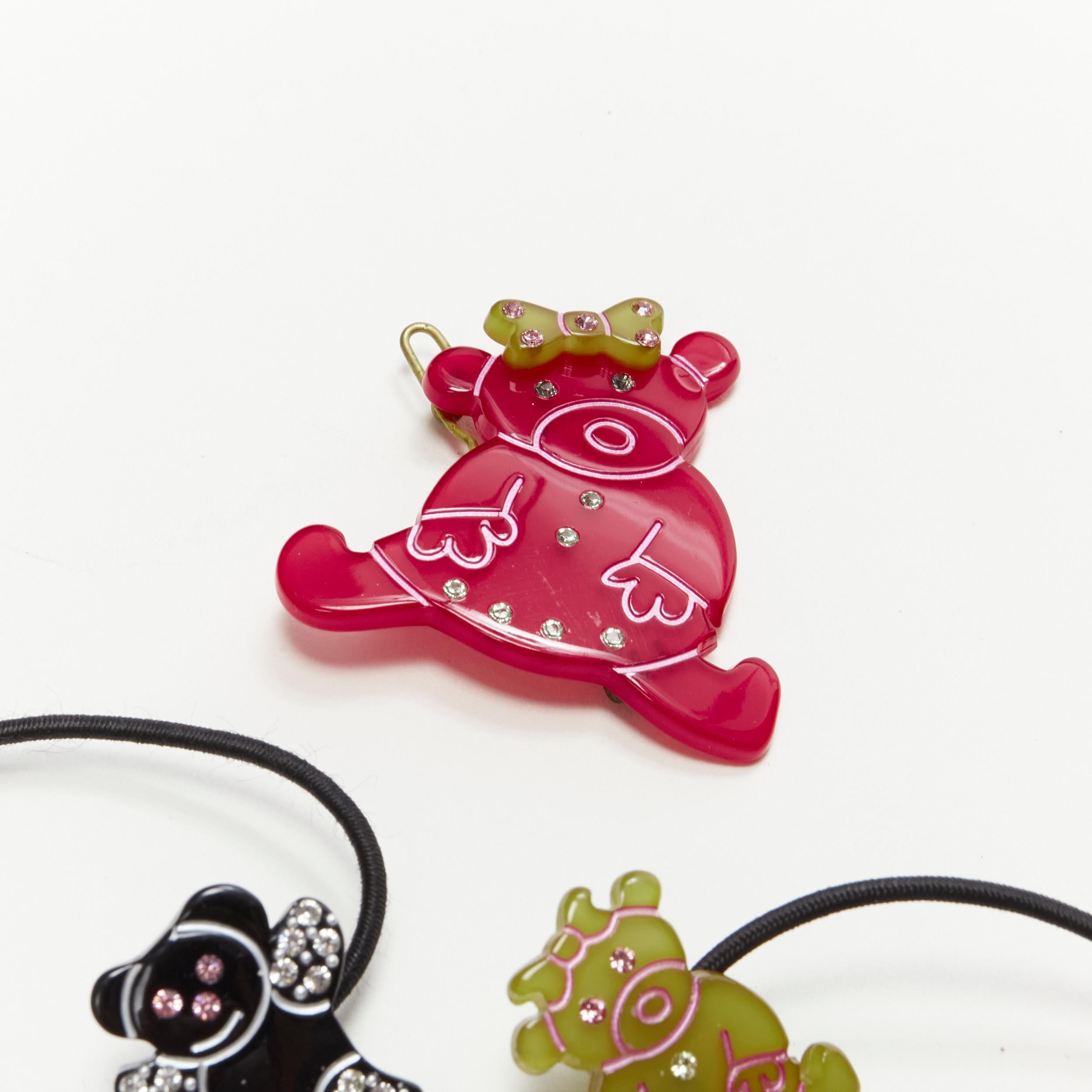 CHIC & MODE Alexandre Zouari cravate clip ourson en cristal rouge vert noir X3 Bon état - En vente à Hong Kong, NT