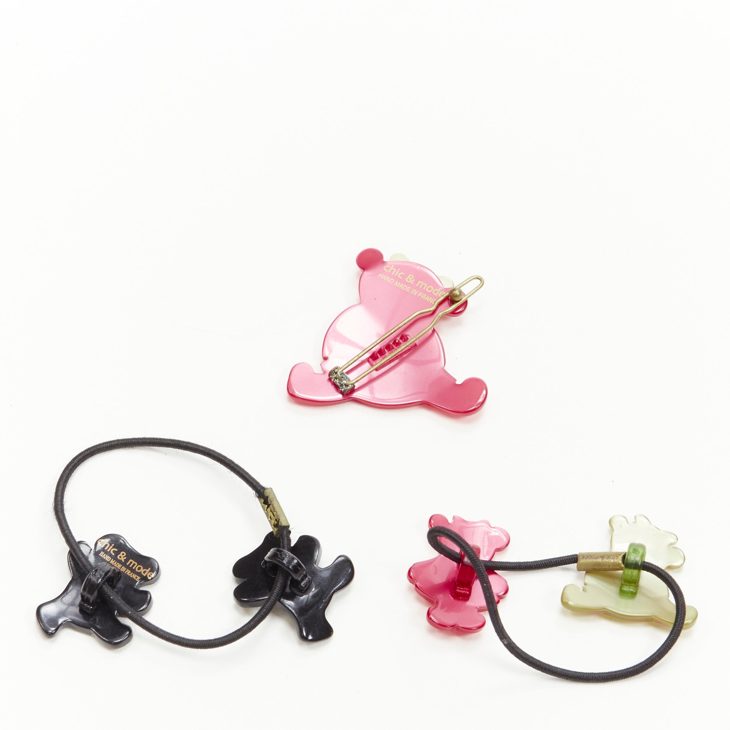 CHIC & MODE Alexandre Zouari cravate clip ourson en cristal rouge vert noir X3 Pour femmes en vente