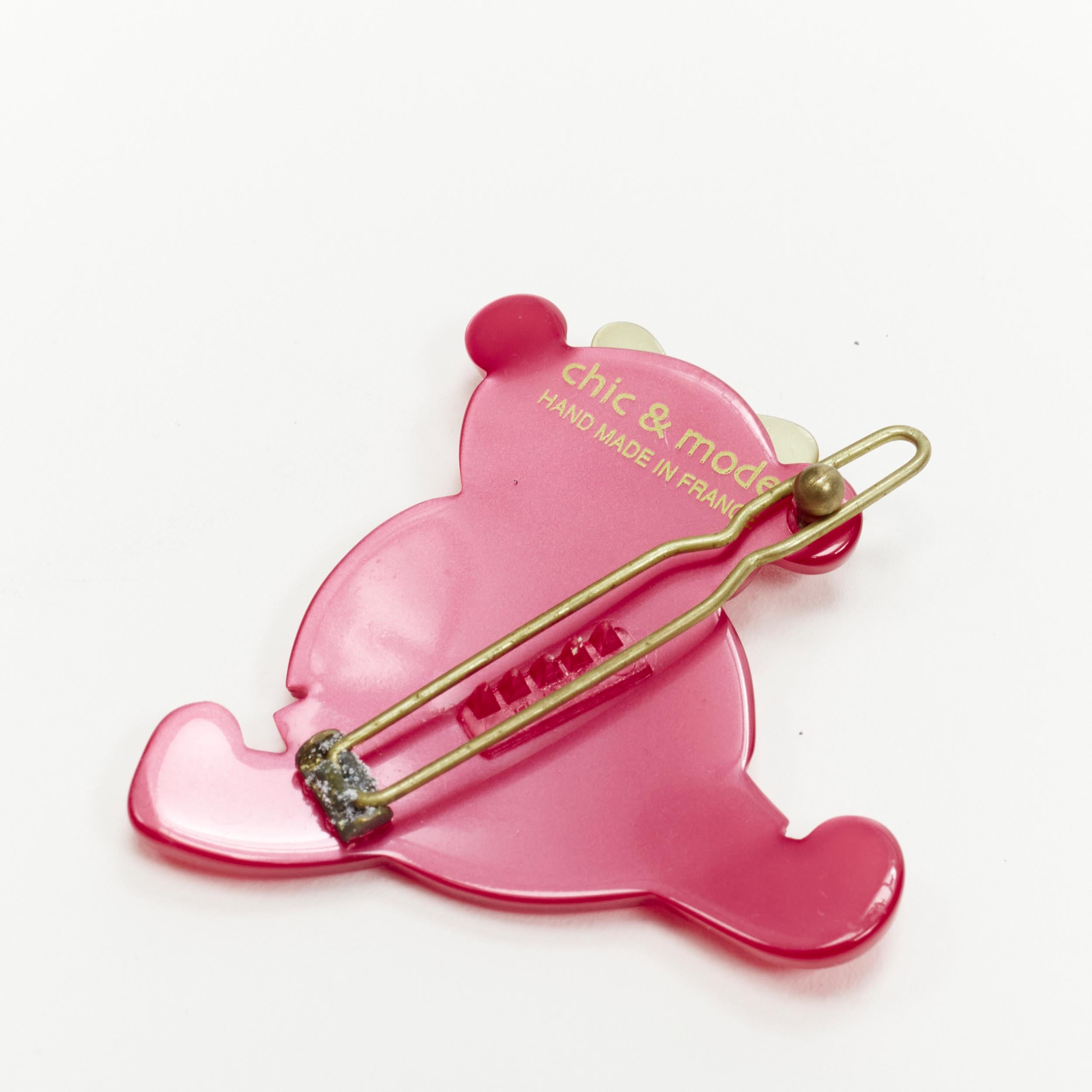 CHIC & MODE Alexandre Zouari cravate clip ourson en cristal rouge vert noir X3 en vente 1