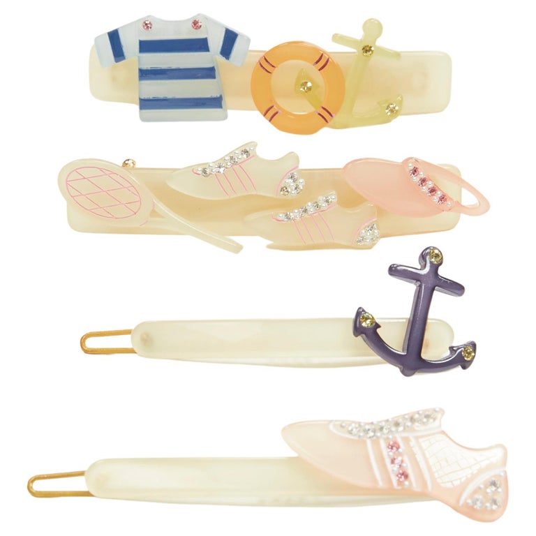 CHIC and MODE Alexandre Zouari sailor nautical tennis hair clip X4 For Sale  at 1stDibs