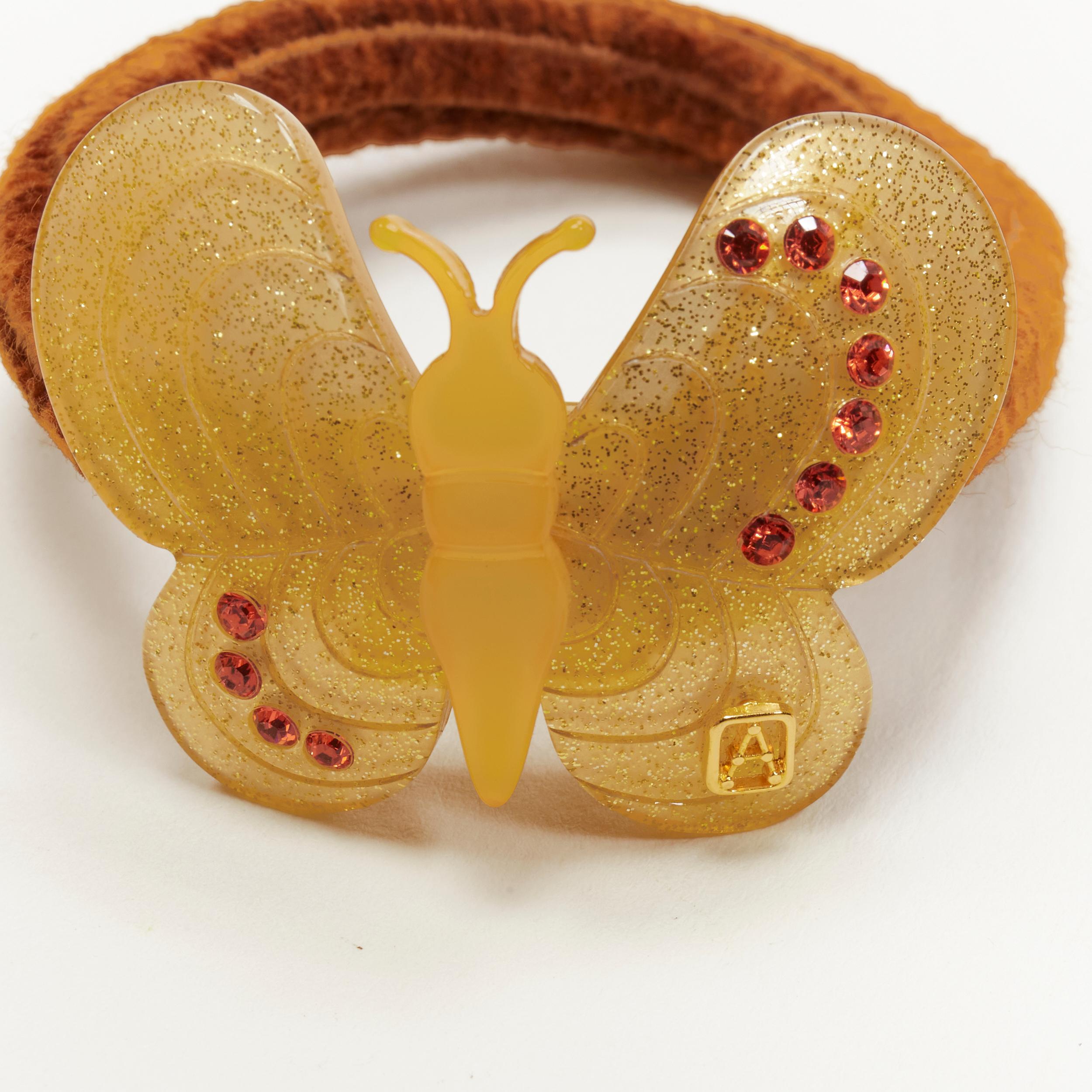 CHIC & MODE Alexandre Zouari yellow pastel crystal butterfly acrylic clip tie X3 In Excellent Condition For Sale In Hong Kong, NT