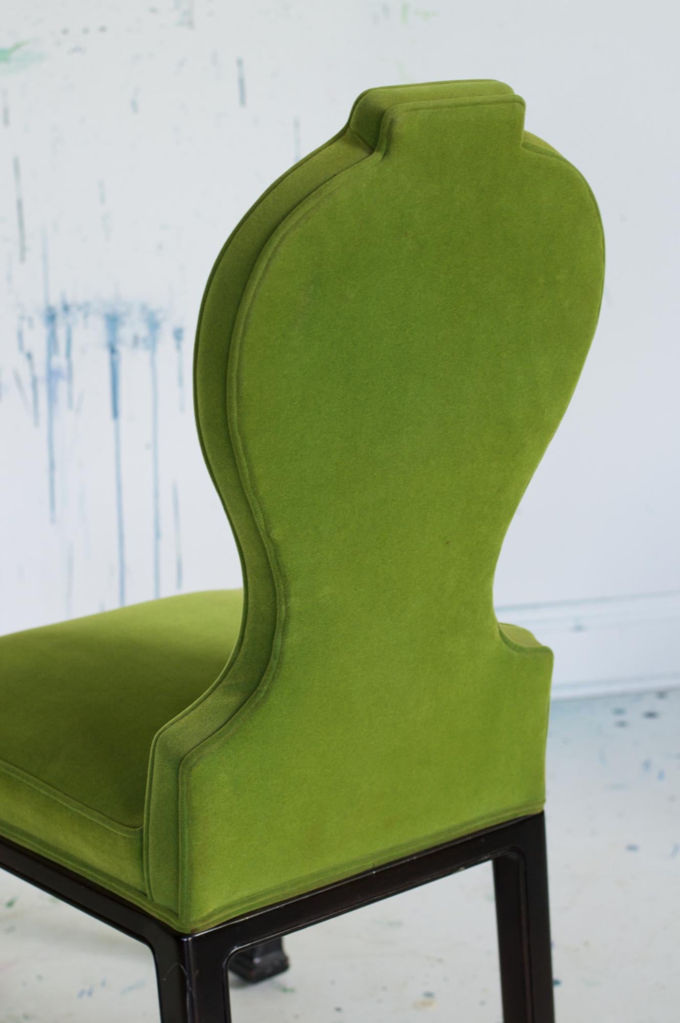 20th Century Chic Modernist Dining Chairs in Green Mohair