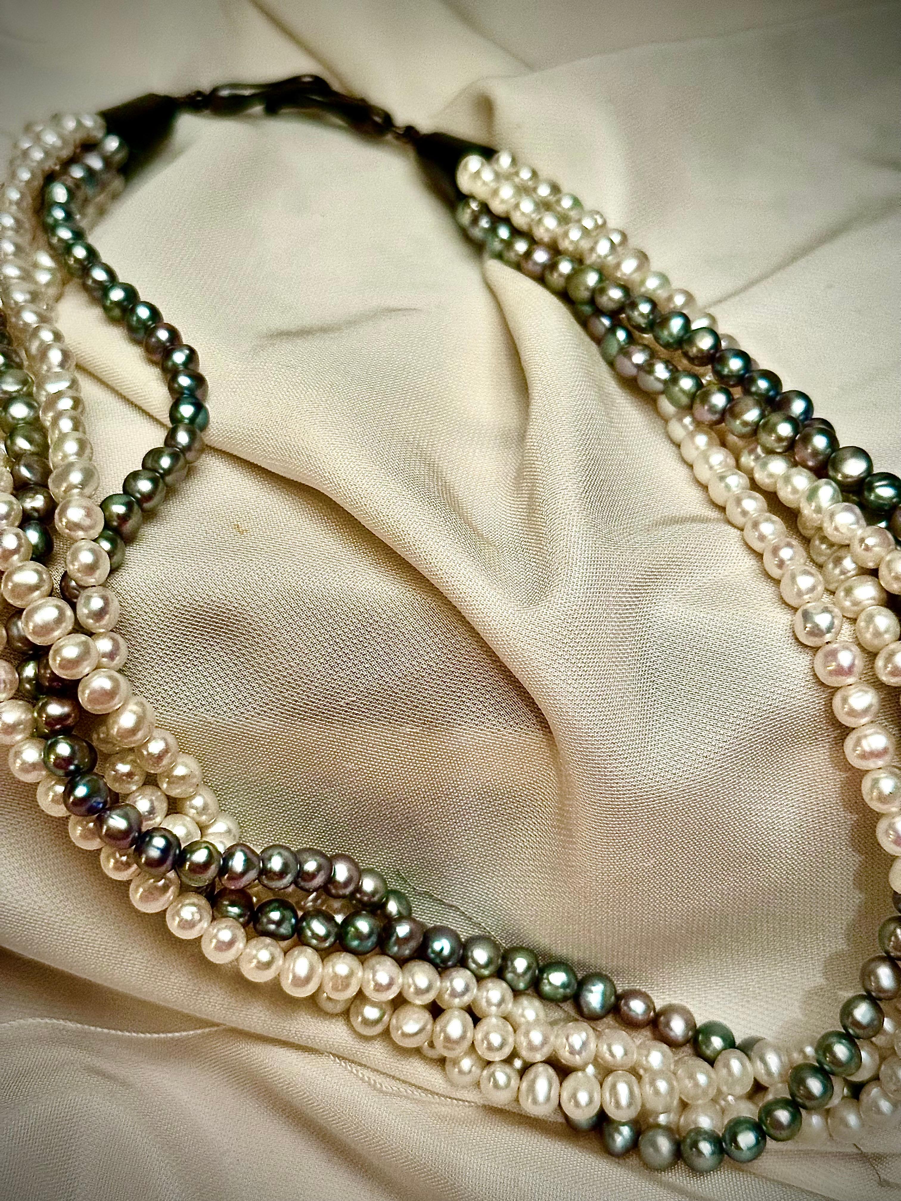 da uomo o donna Collana chic con perle a più fili in vendita