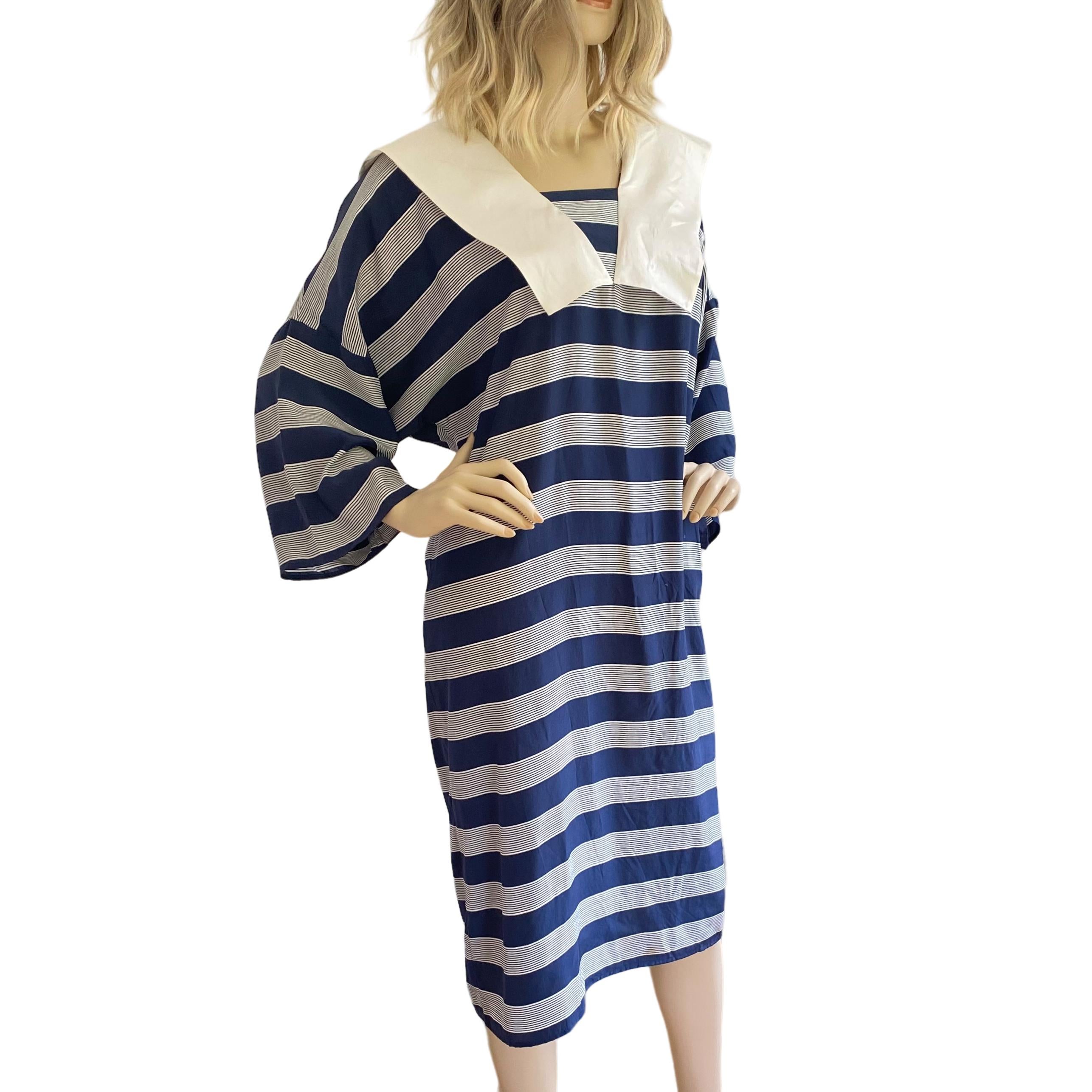 Cool Sailor Silk Sac Dress with Kimono Sleeves  - Flora Kung NWT For Sale 1