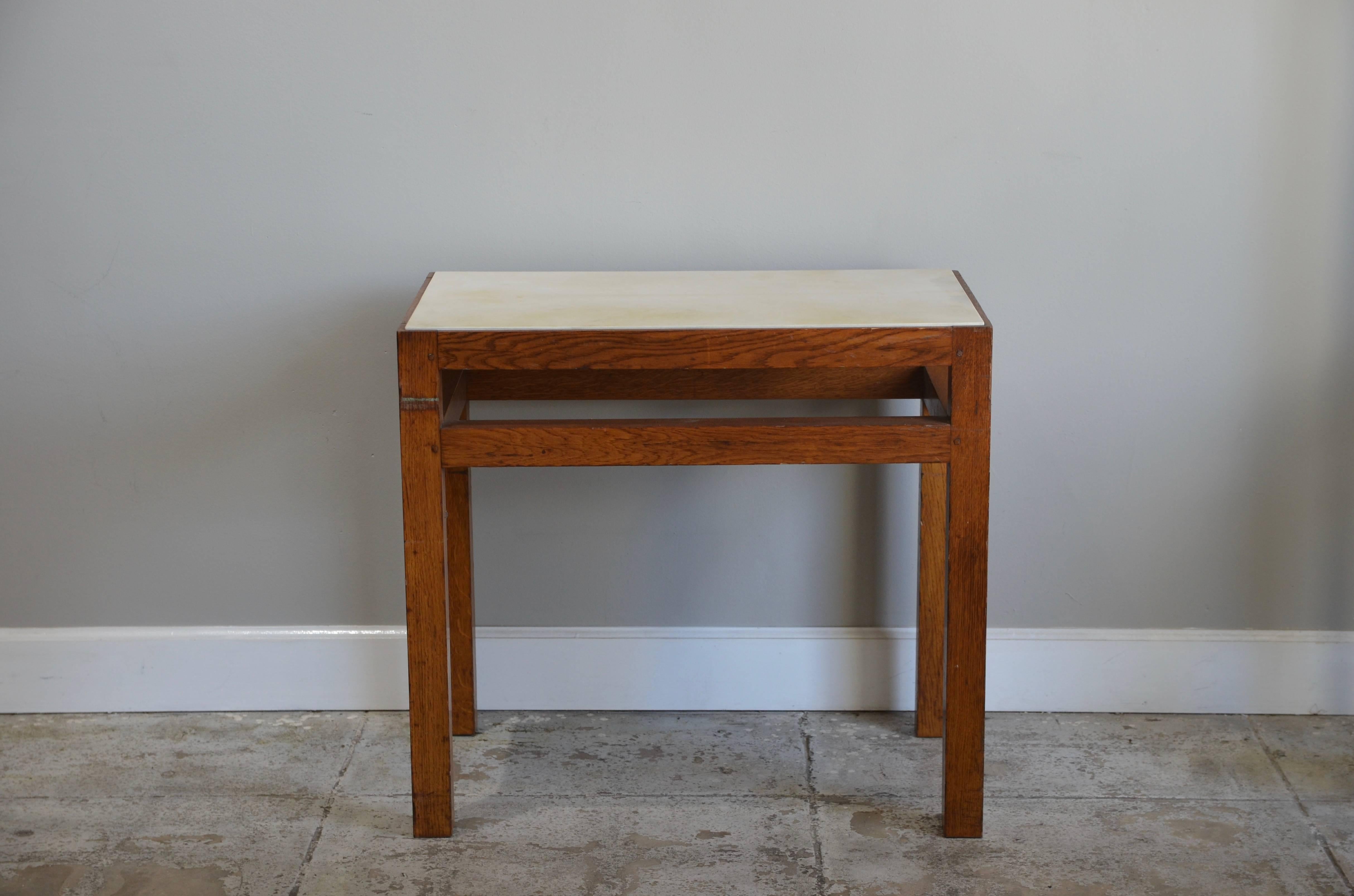 Art Deco Chic Oak and Parchment 'Tenon' Side Table or Night Stand by Design Frères For Sale