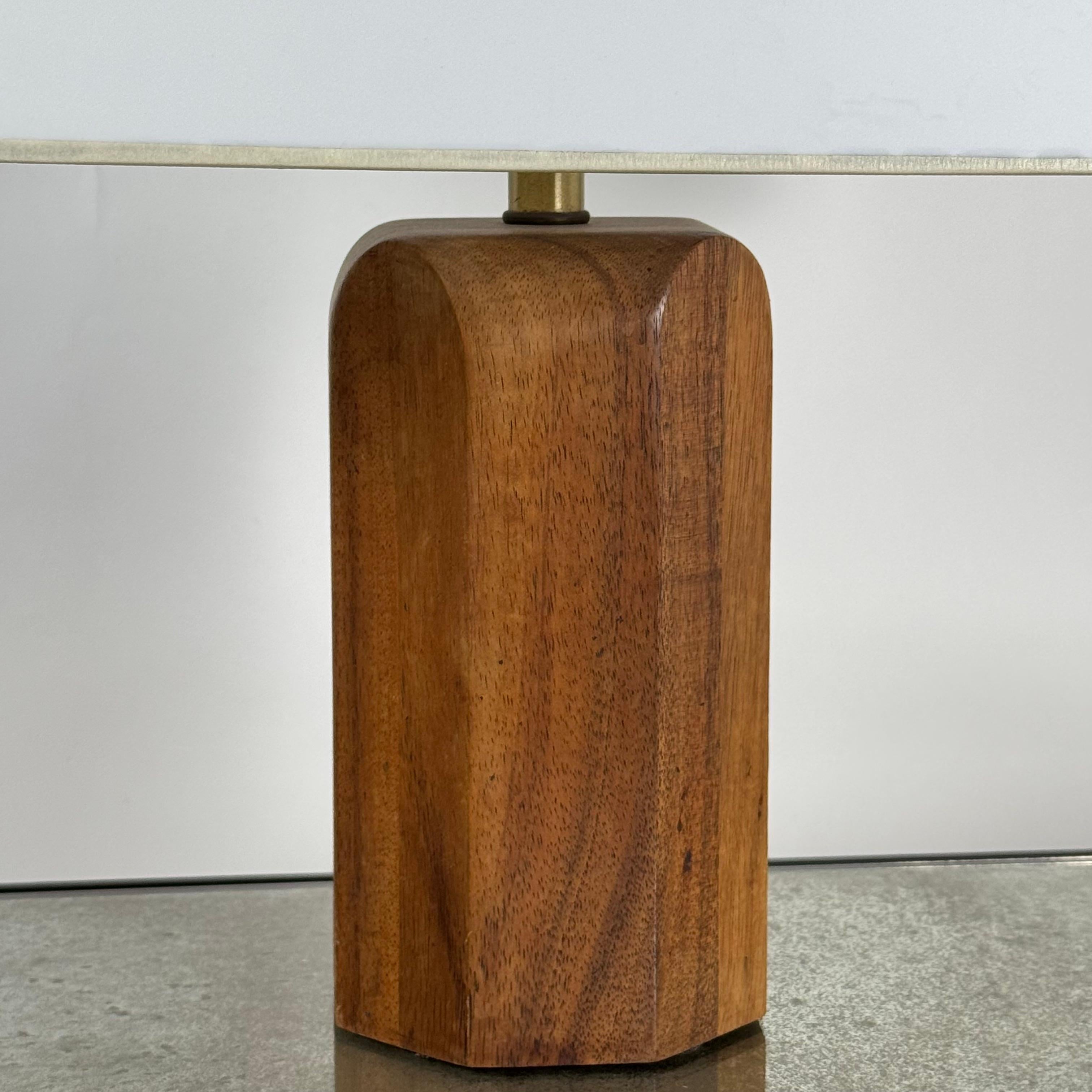 Patinated Chic Octagonal Walnut Desk Lamp with Custom Shade and Diffuser For Sale