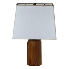 Chic Octagonal Walnut Desk Lamp with Custom Shade and Diffuser