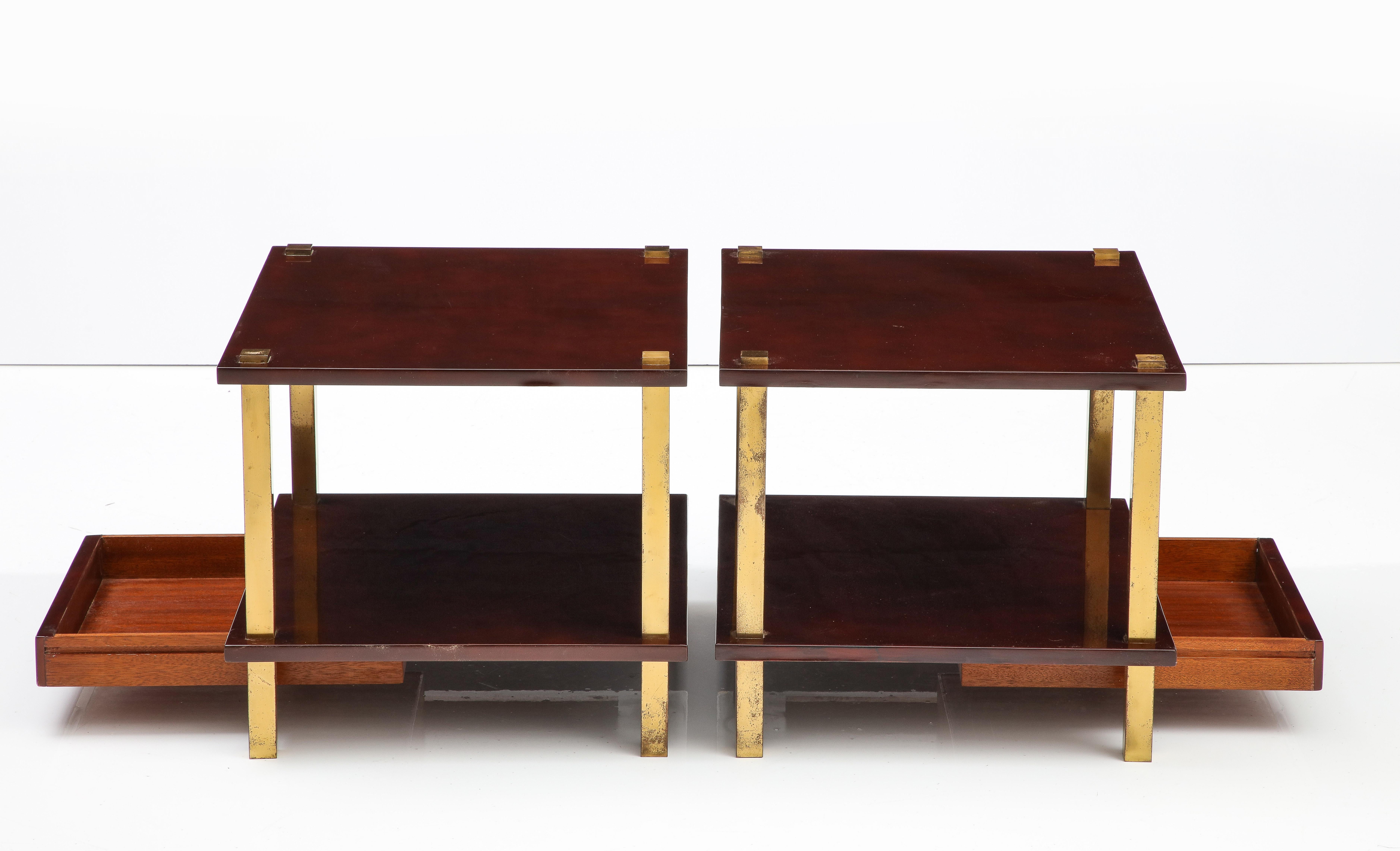 Chic Pair French Lacquered Wood and Gilt Bronze Side Tables 6