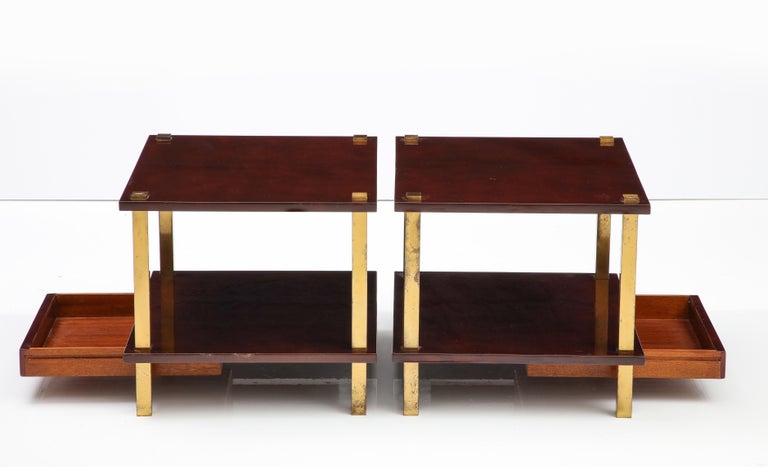 Chic Pair French Lacquered Wood and Gilt Bronze Side Tables For Sale 6