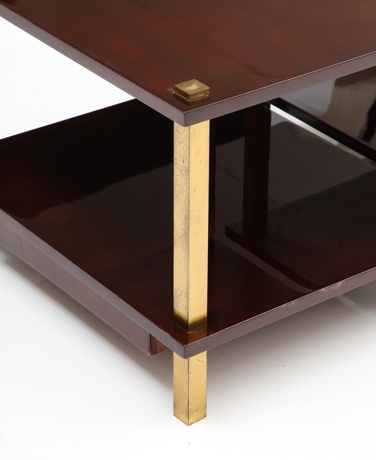 Chic Pair French Lacquered Wood and Gilt Bronze Side Tables For Sale 1