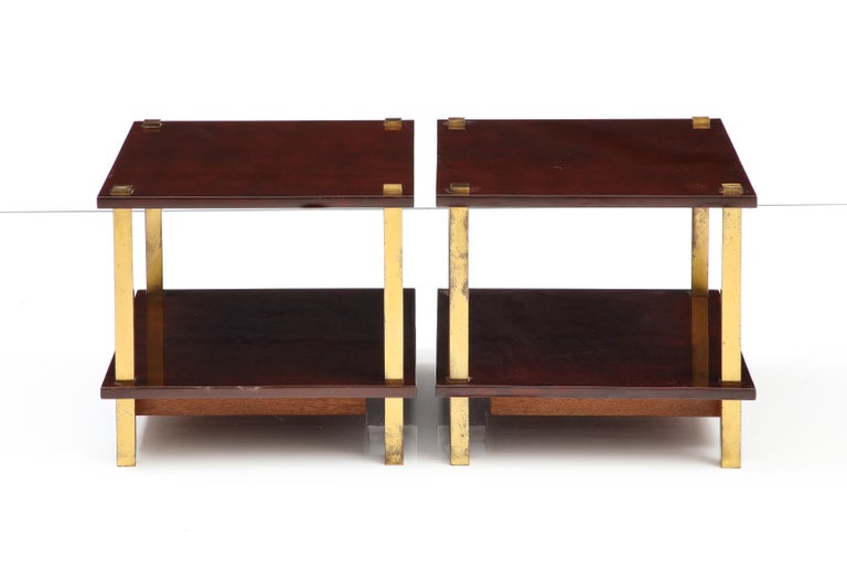 Chic Pair French Lacquered Wood and Gilt Bronze Side Tables For Sale 3