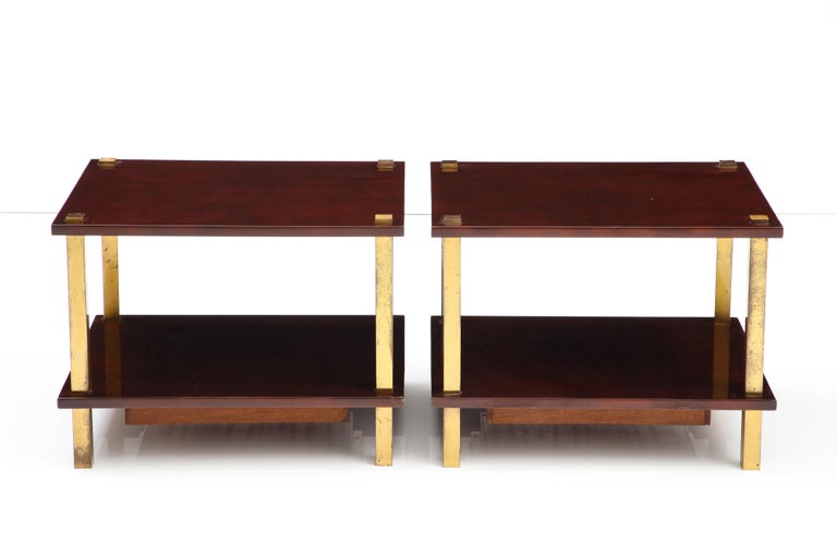 Chic Pair French Lacquered Wood and Gilt Bronze Side Tables For Sale 4