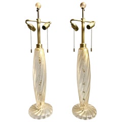 Chic Pair of 1980s Donghia Murano Glass Table Lamps