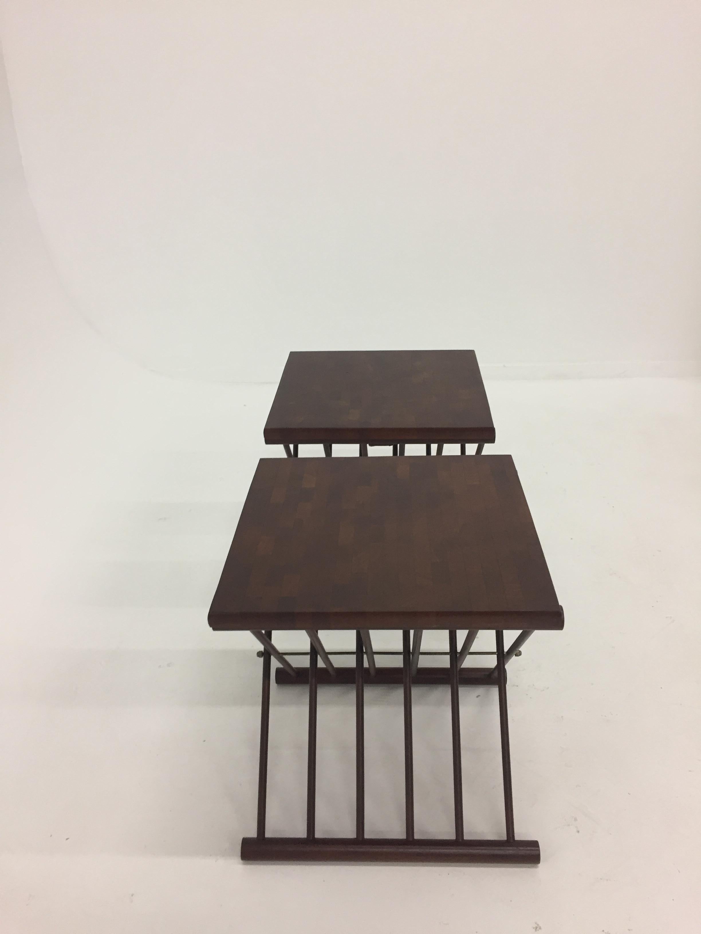 Chic Pair of Danish Folding Teak Tray Top Side Tables End Tables 6