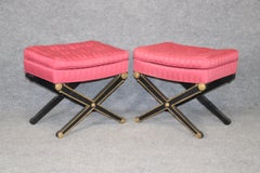 Chic Pair of Ebonized Gilded French Directoire Louis XVI Benches Stools