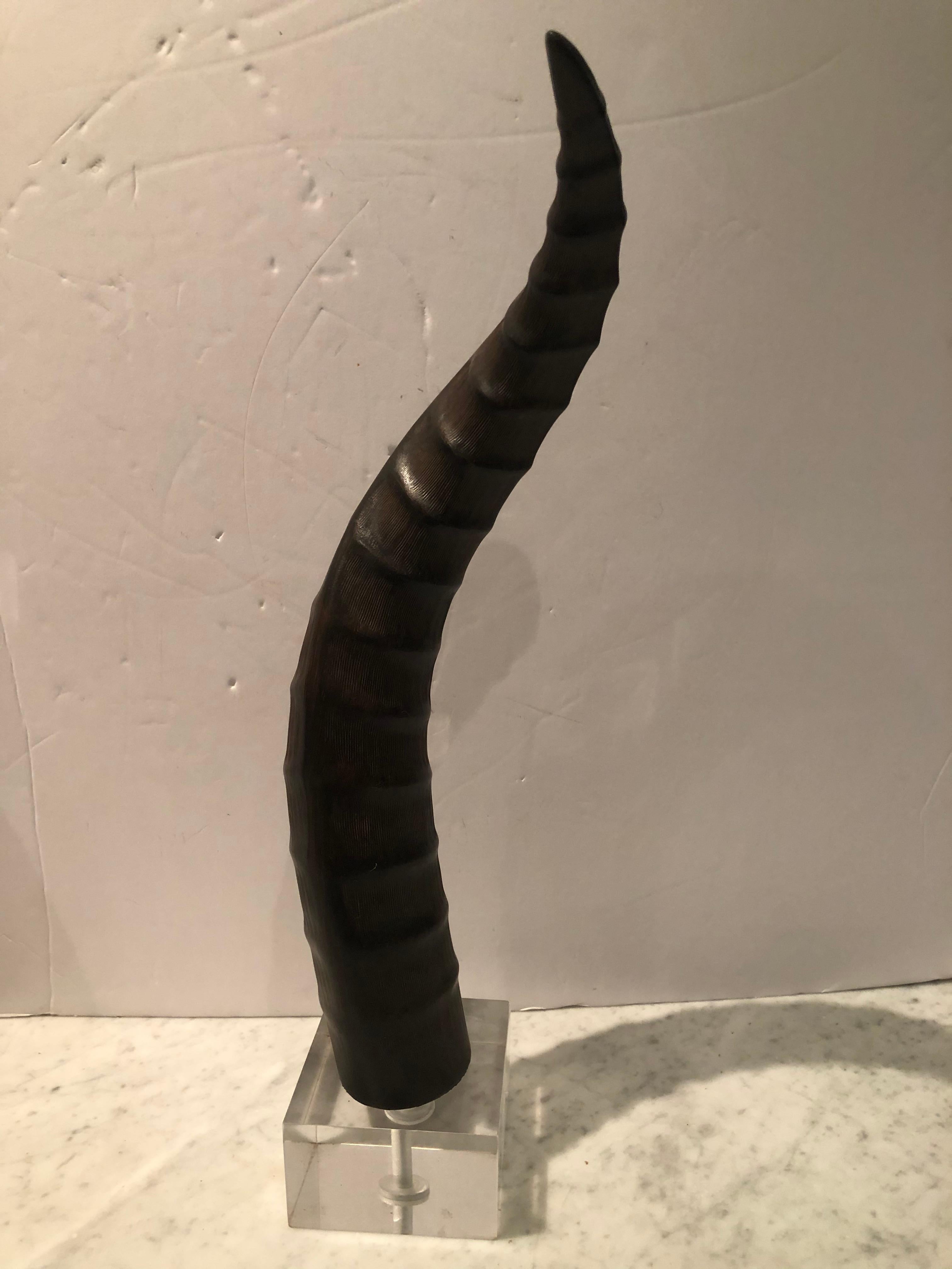 Chic Pair of Faux Horns on Lucite Bases 1