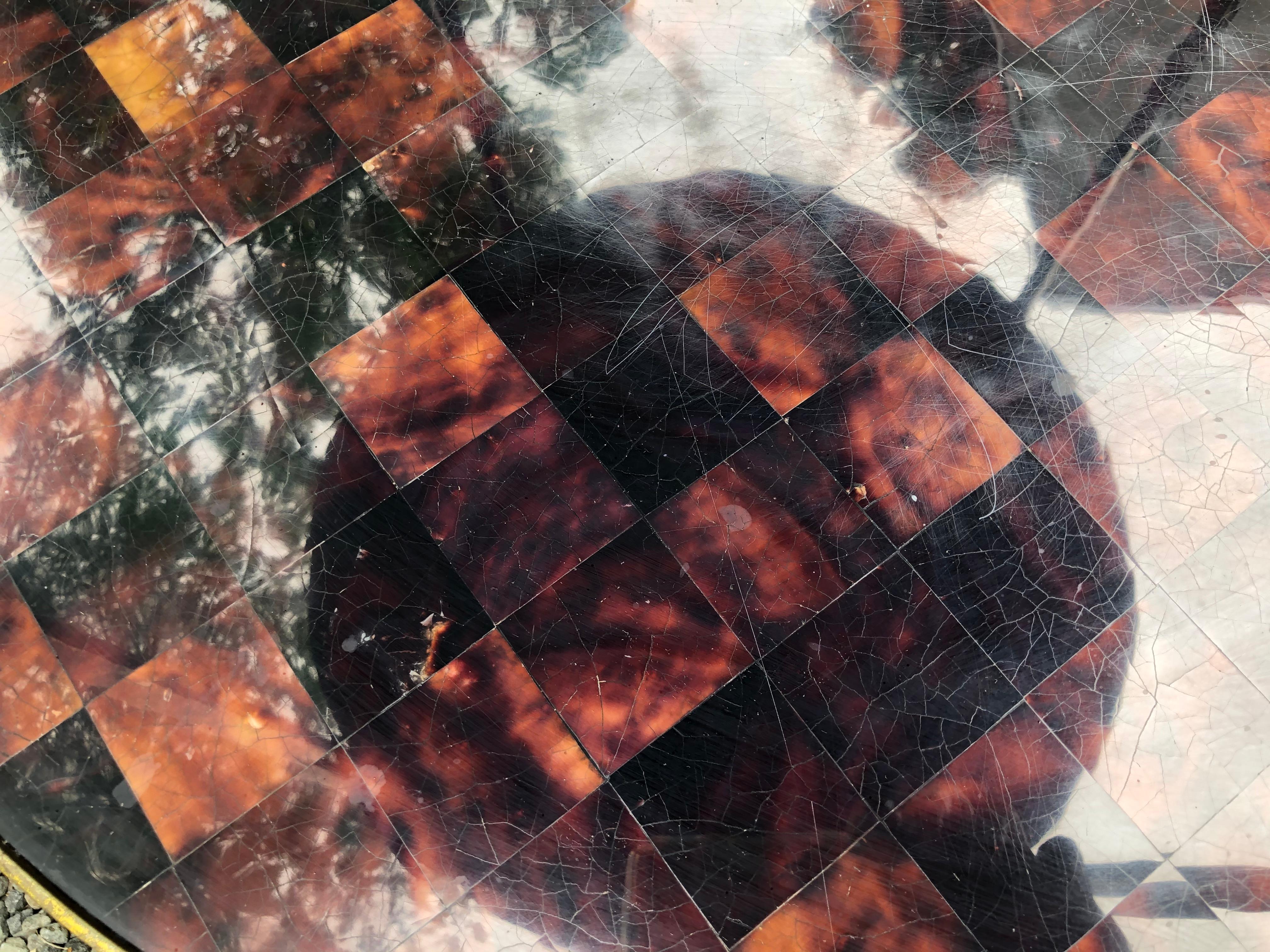 Chic Pair of Faux Tortoise Shell Two-Tier Side Tables In Good Condition In Hopewell, NJ