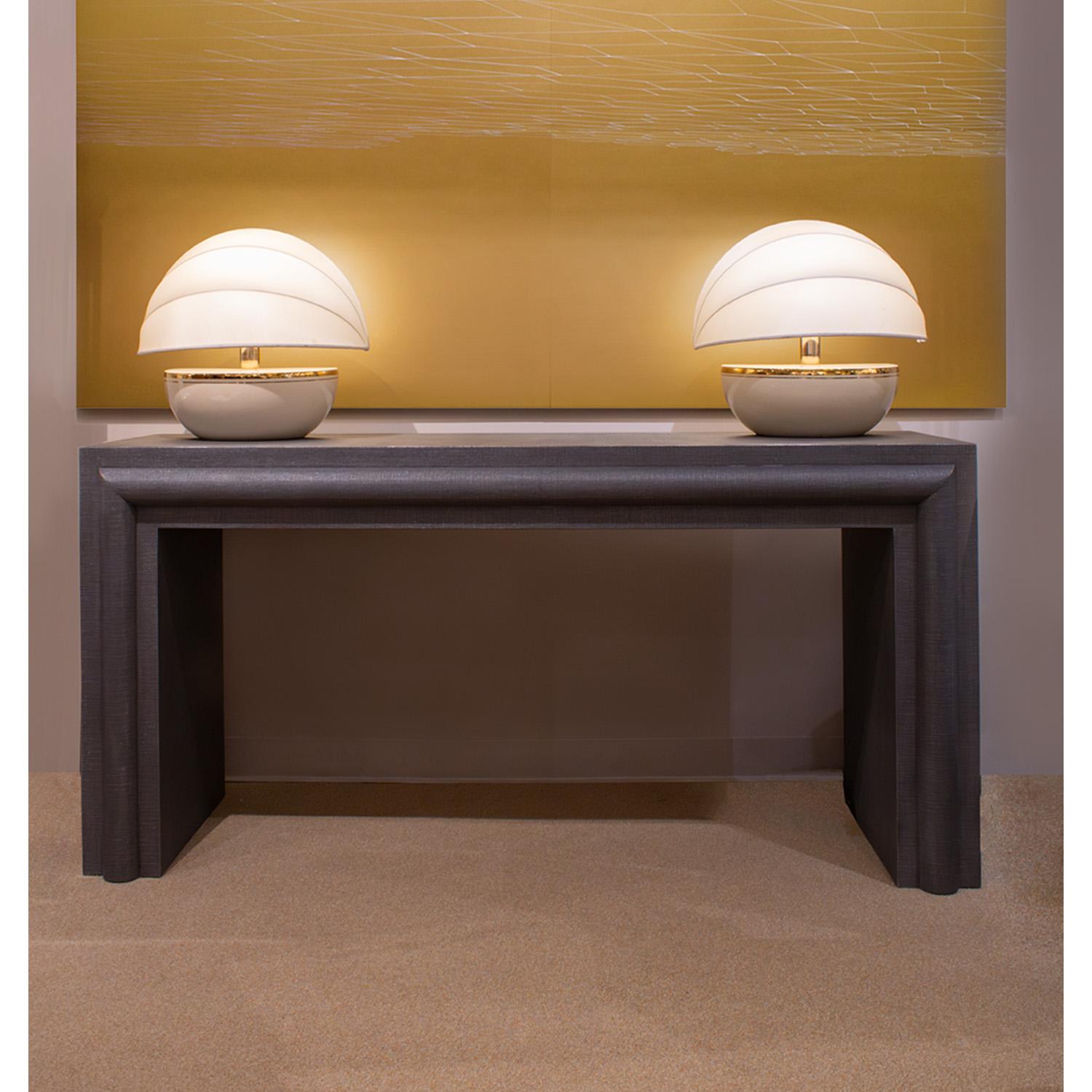 Gold Chic Pair of French Porcelain Table Lamps with Sculptural Shades 1960s For Sale