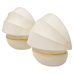 Vintage Chic Pair of French Porcelain Table Lamps with Sculptural Shades 1960s