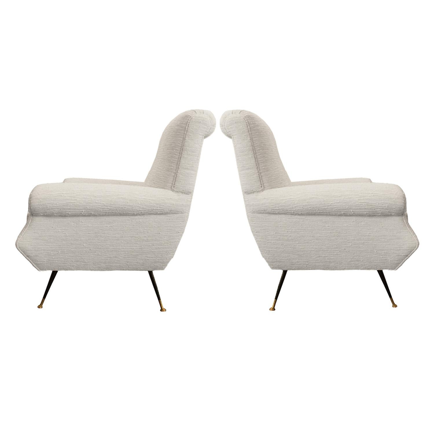 Hand-Crafted Chic Pair of Italian Mid-Century Modern Lounge Chairs 1950s