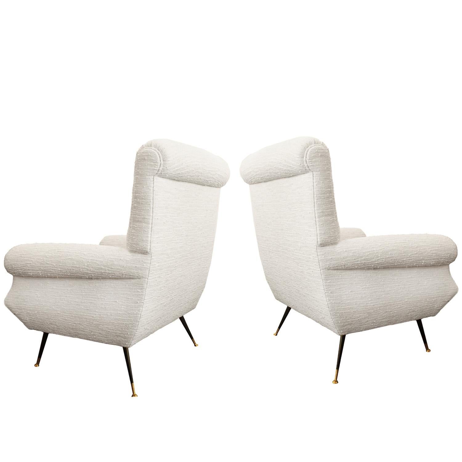 Chic Pair of Italian Mid-Century Modern Lounge Chairs 1950s In Excellent Condition In New York, NY