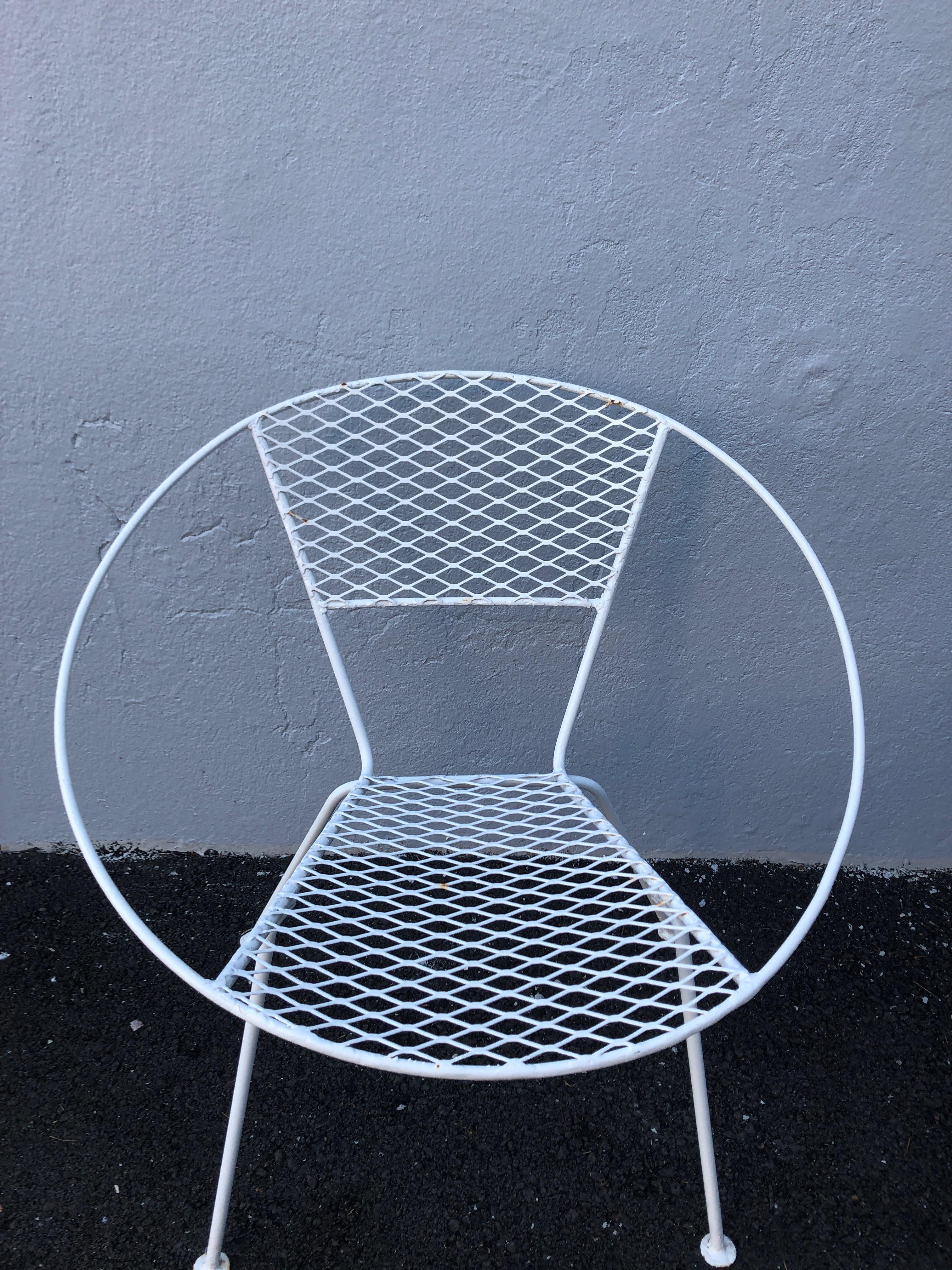 Mid-20th Century Chic Pair of Mid-Century Modern Circular Shaped Patio Chairs