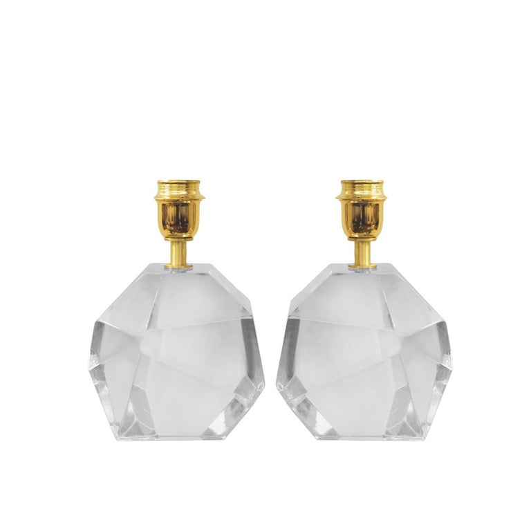 Chic Pair of Murano Gem Cut Glass Table Lamps For Sale at 1stDibs