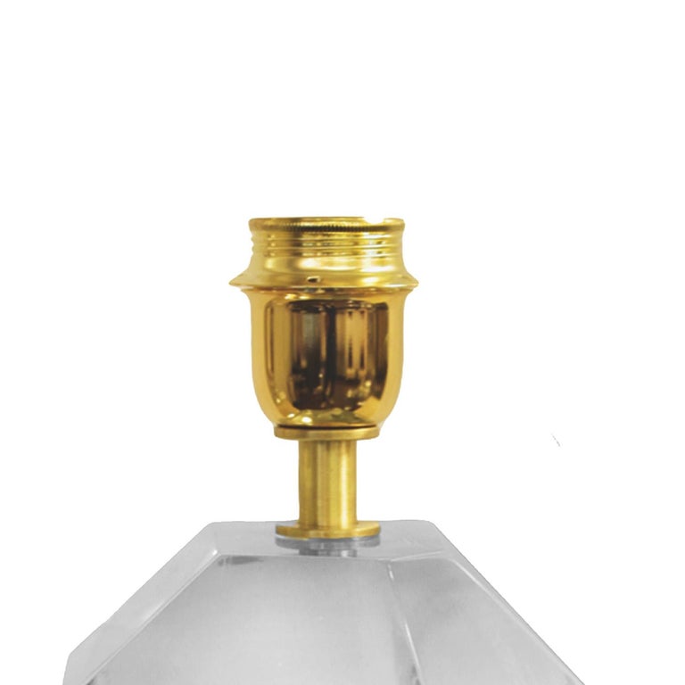 Chic Pair of Murano Gem Cut Glass Table Lamps For Sale at 1stDibs