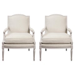 Used Chic Pair of Painted Louis VI Style Fauteuil