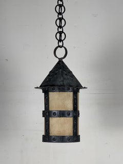 Chic Patinated American Arts and Crafts Solid Copper Lantern