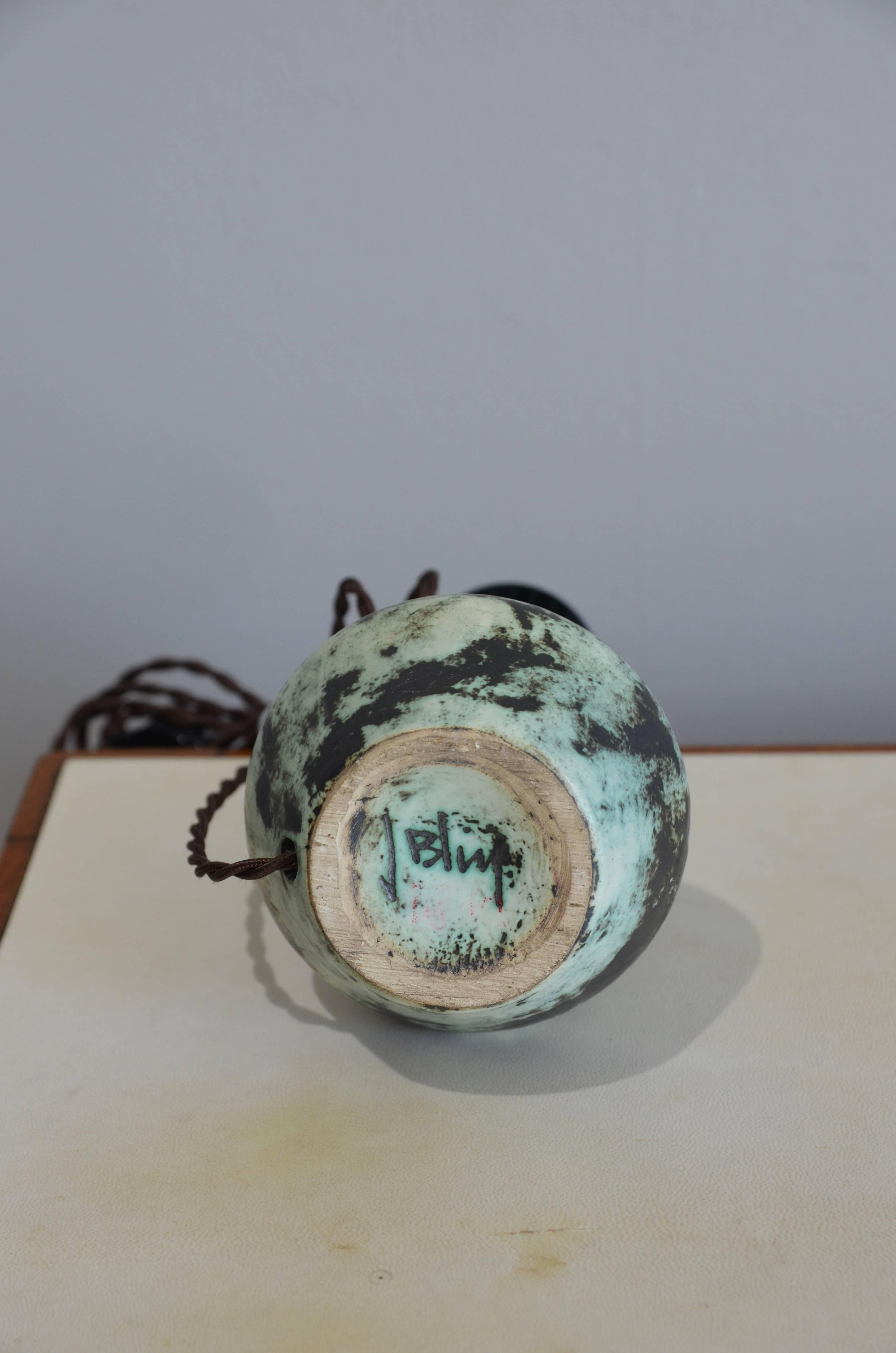 Chic Petite Ceramic Lamp by Jacques Blin In Excellent Condition In Los Angeles, CA