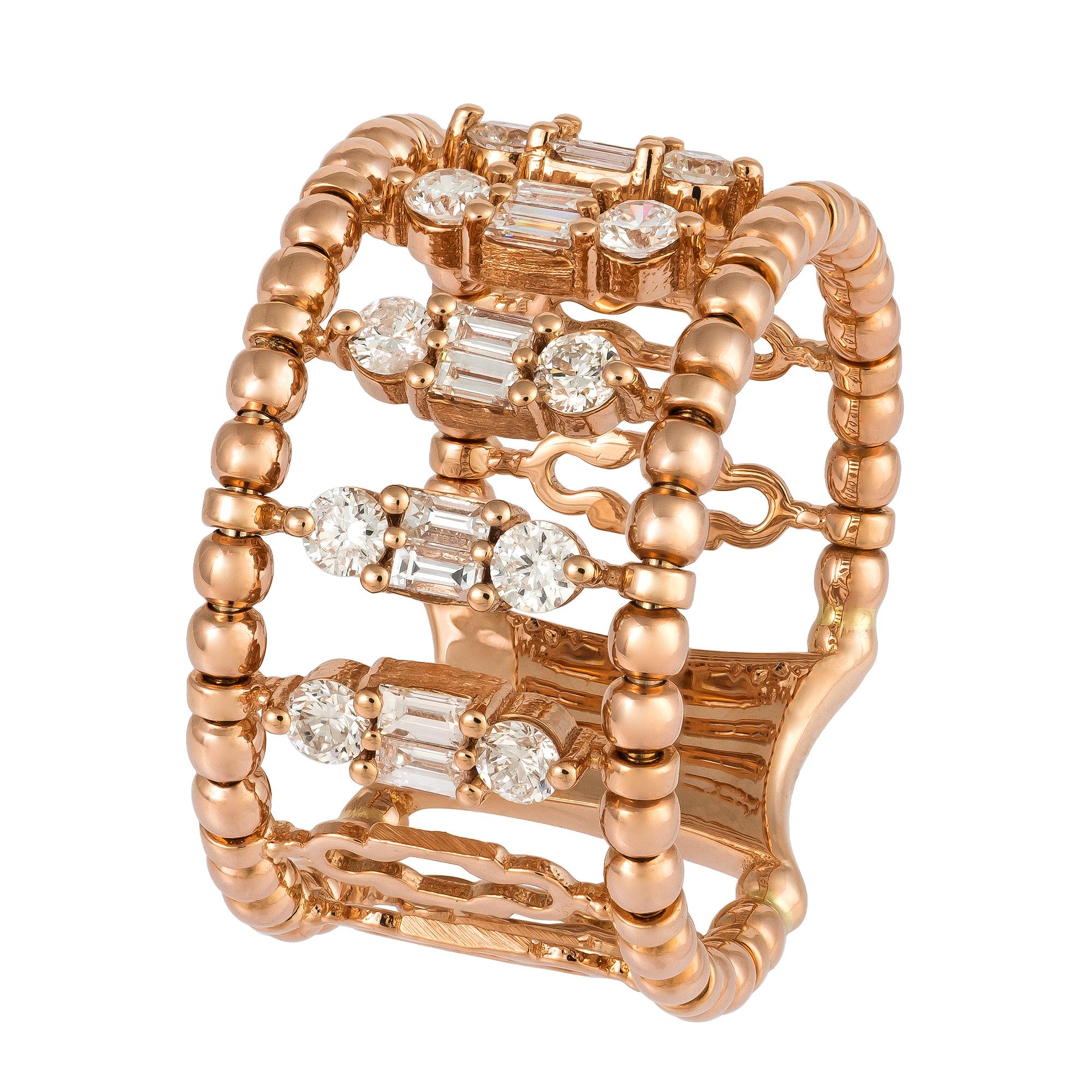 Im Angebot: Chic Ring aus rosa 18 Karat Gold mit weißen Diamanten für sie () 2