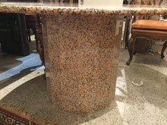 Chic Pink and Grey Granite Mid-Century Modern Round Dining Table