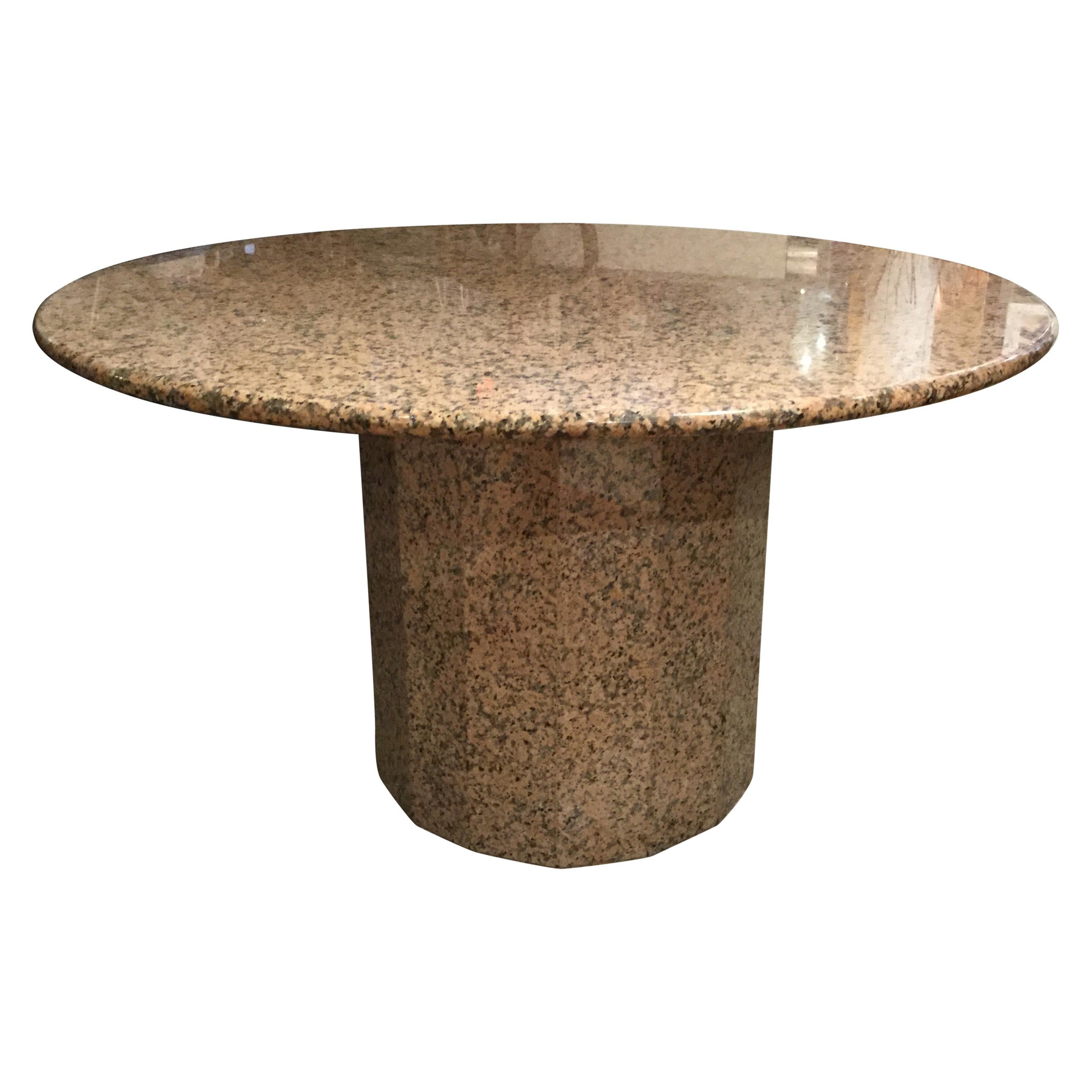 Chic Pink and Grey Granite Mid-Century Modern Round Dining Table