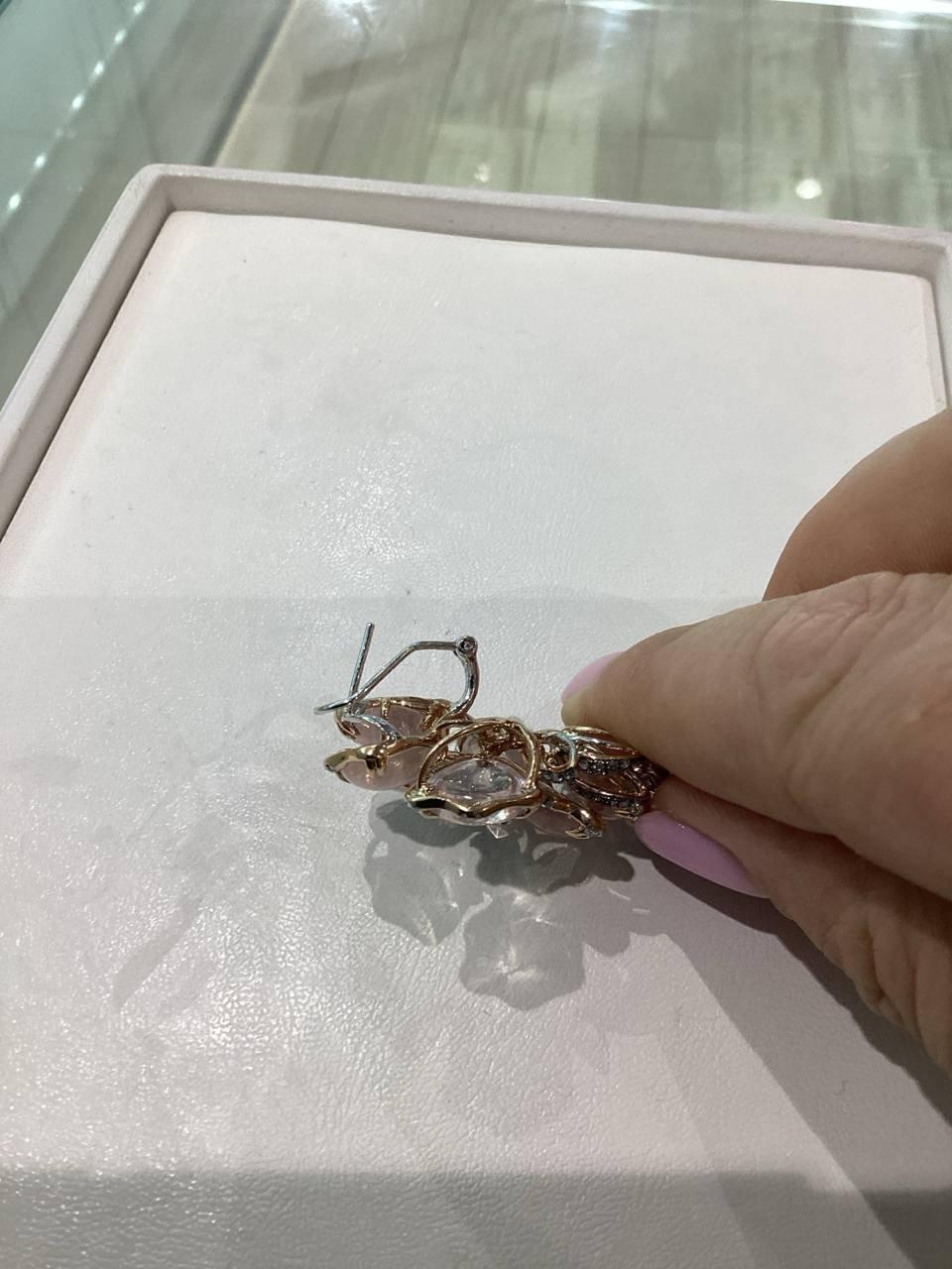 Chic Pink Quartz Yellow Sapphire Garnet Diamond Earrings White 14K Gold for Her For Sale 2