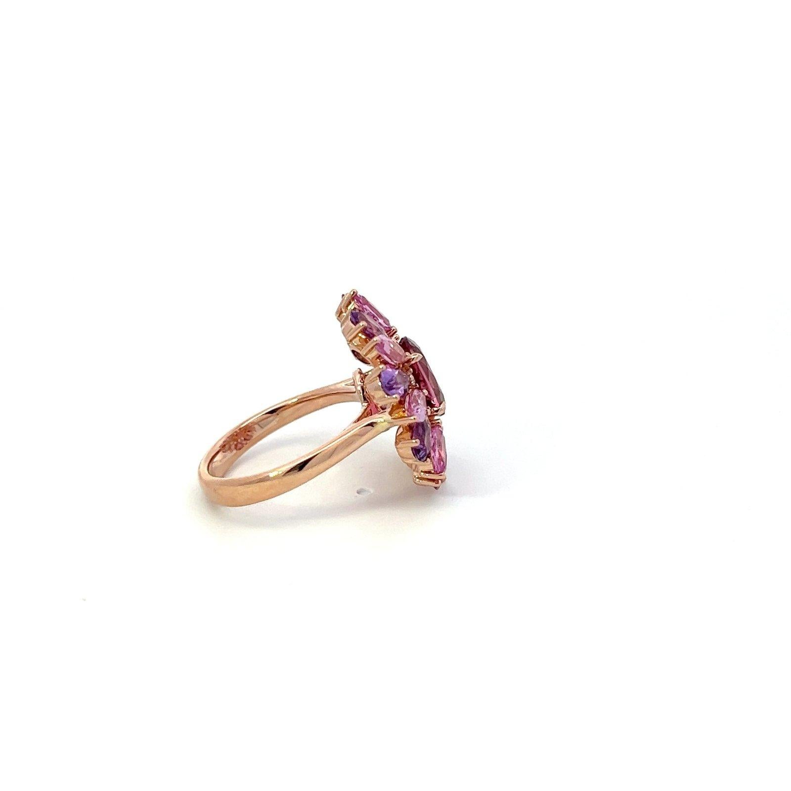 Chic Rosa Saphir Amethyst Diamant 18K Roségold Exklusiver Ring im Zustand „Neu“ im Angebot in Genève, GE