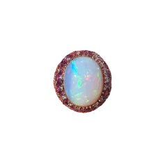 Chic Pink Sapphire Opal Diamonds 18K Yellow Exclusive Ring