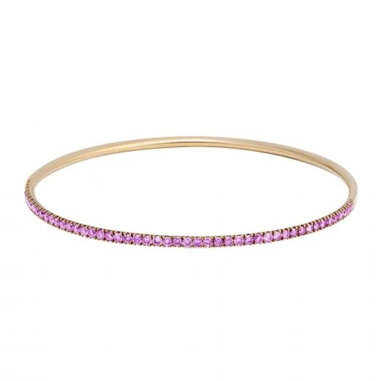 Chic Pink Sapphire Rose Gold 18k Band Bracelet for Her In New Condition For Sale In Montreux, CH
