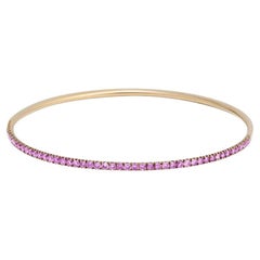 Chic Pink Sapphire Rose Gold 18k Band Bracelet for Her