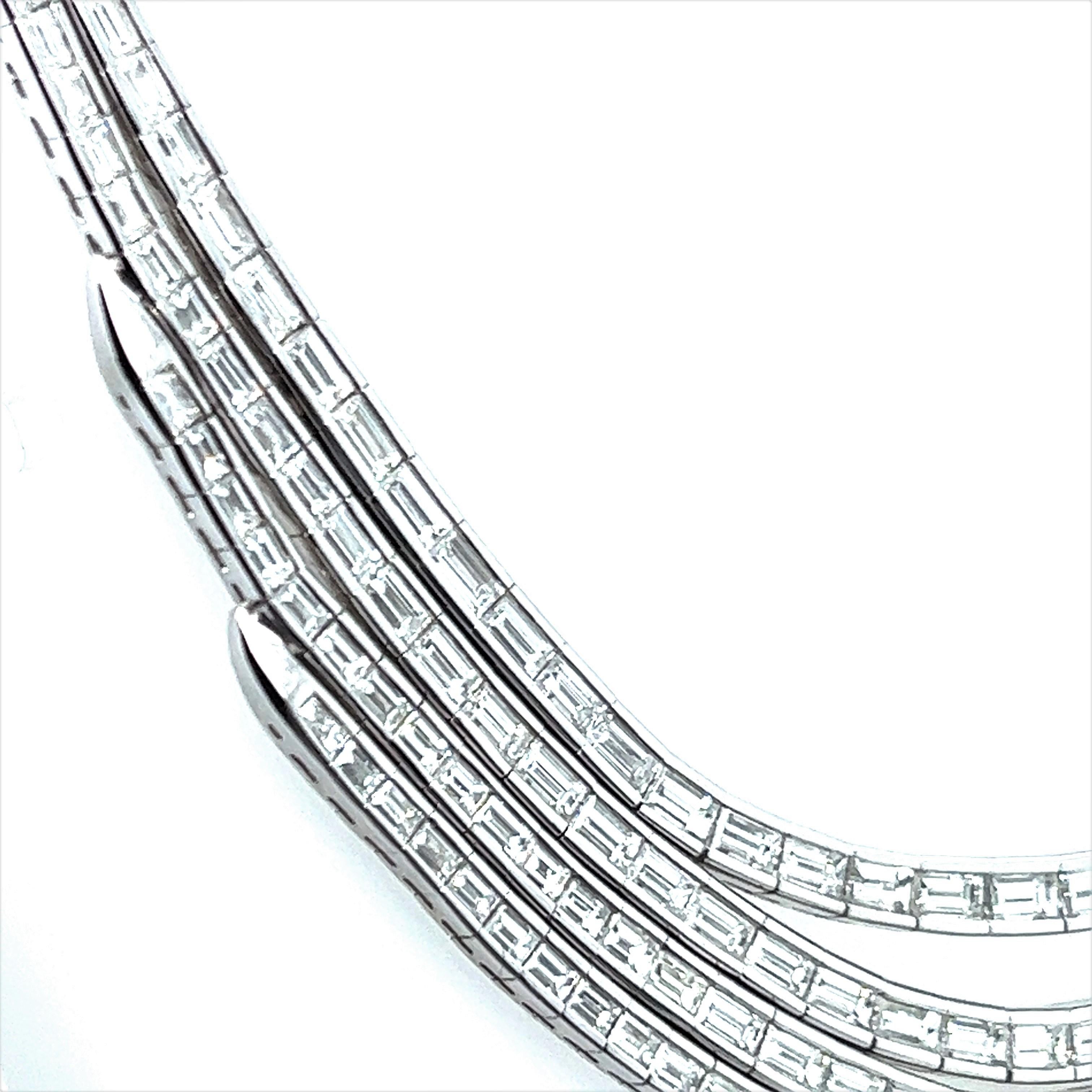 Modern Chic Platinum and Diamond Necklace For Sale