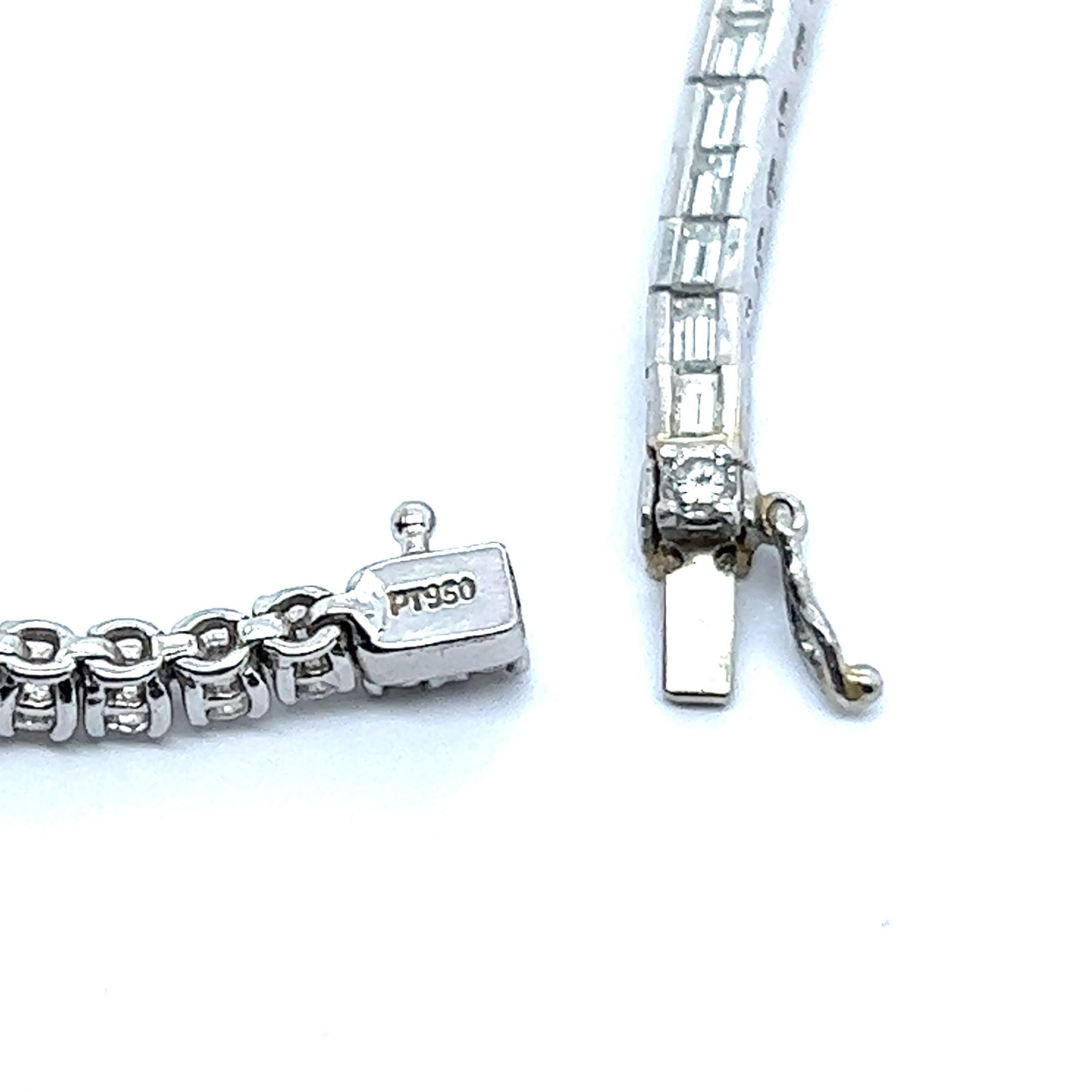 Emerald Cut Chic Platinum and Diamond Necklace For Sale