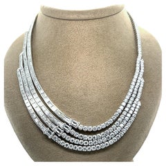 Retro Chic Platinum and Diamond Necklace