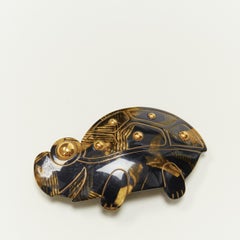 CHIC & PLUS Alexandre Zouari brown amber turtle butterfly big hair clip X2