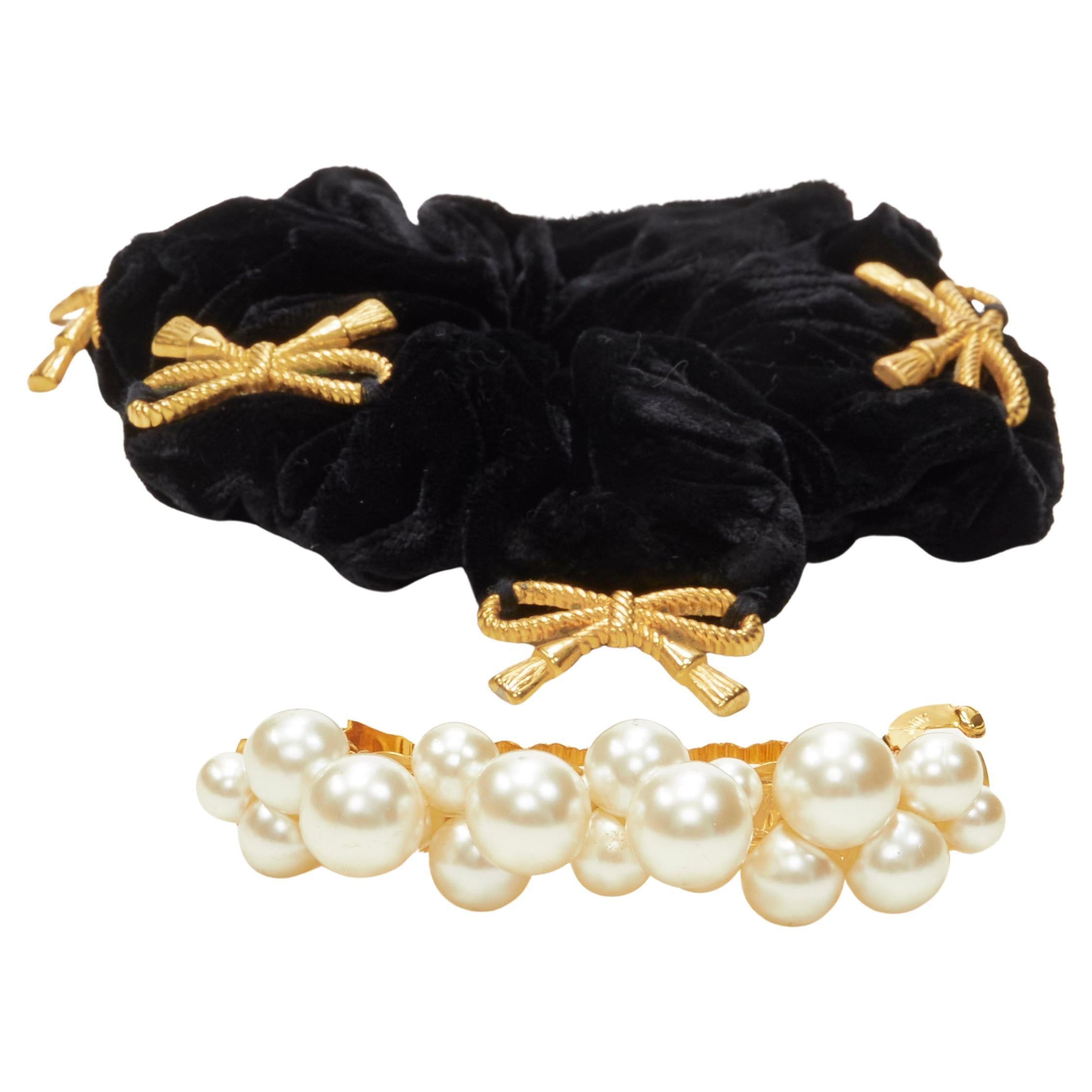 CHIC & PLUS ALEXANDRE ZOUARI - Écharpe en velours à nœuds dorés SUN VIOLET avec clip en perles X2