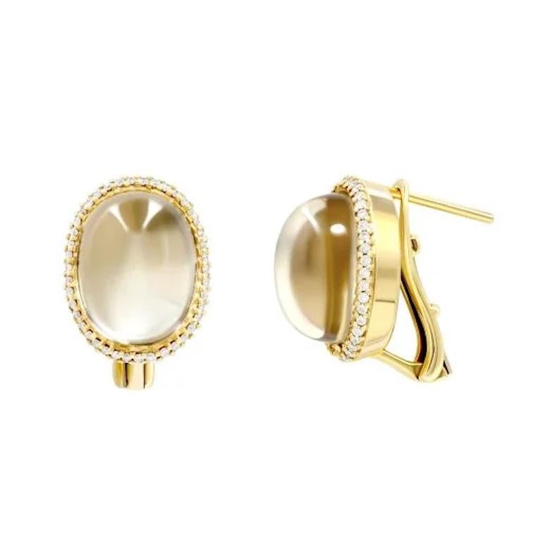 Chic Quartz Diamant Perlmutt Klappbrisur-Ohrringe 14K Gelbgold für sie (Rosenschliff) im Angebot