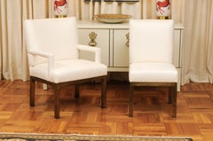 Chic Restored Set of 12 Brass Parsons Dining Chairs by John Stuart, circa 1968