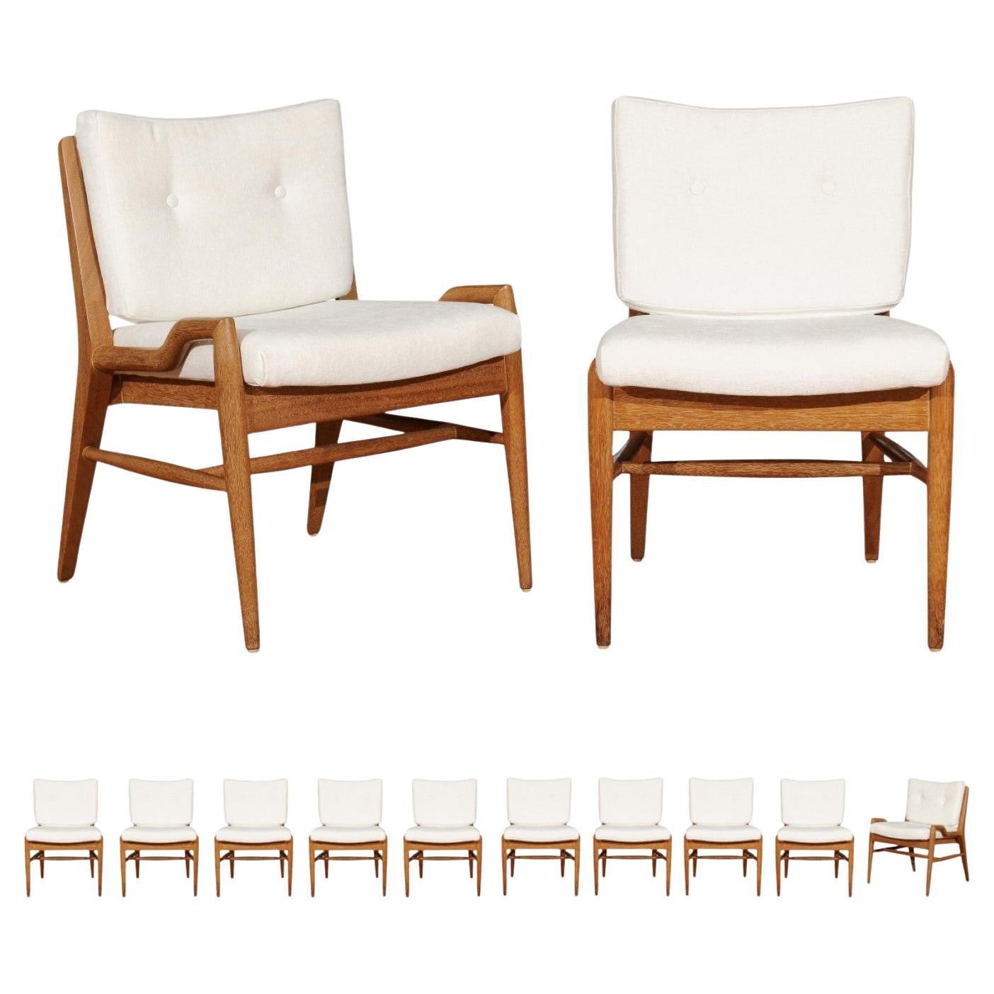 Chic Restored Set of 12 Vintage Danish Style Dining Chairs by John Keal