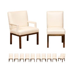 Chic Restored Set of 16 Brass Parsons Dining Chairs by John Stuart, circa 1968